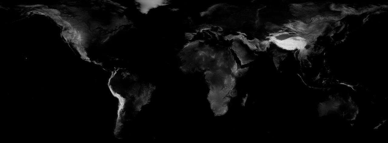 Terrain elevation across the world map