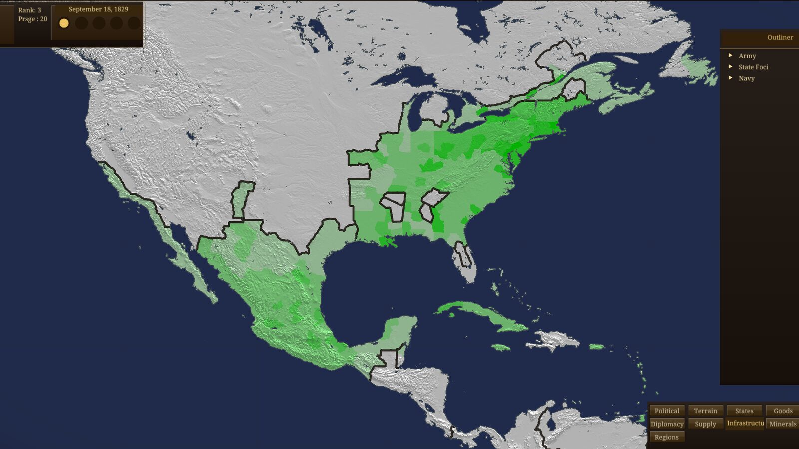 Infrastructure view spanning North and Central America