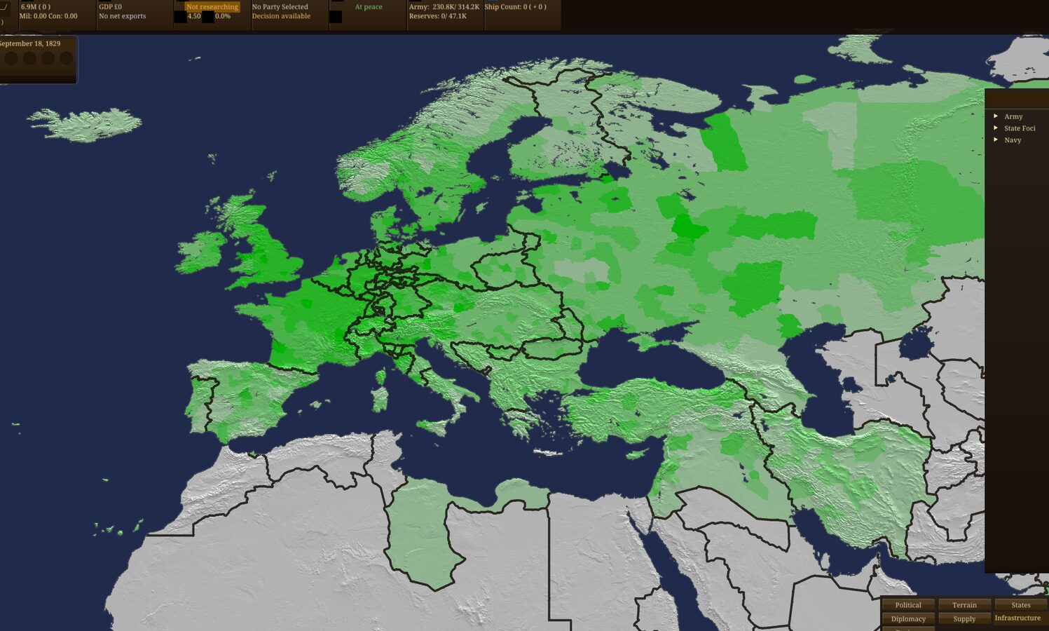 Infrastructure view spanning Europe and the Mediterranean